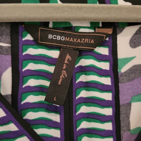 BCBGMAXAZRIA Purple Green Knit Mini Dress L - Picture 5 of 5